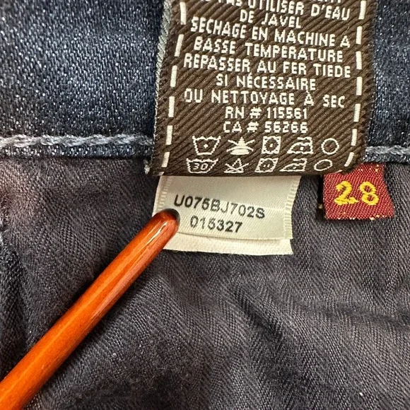 7 For All Mankind Jeans Womens 28 Blue Denim Low Rise Embroidered Pockets Logo - Picture 10 of 11